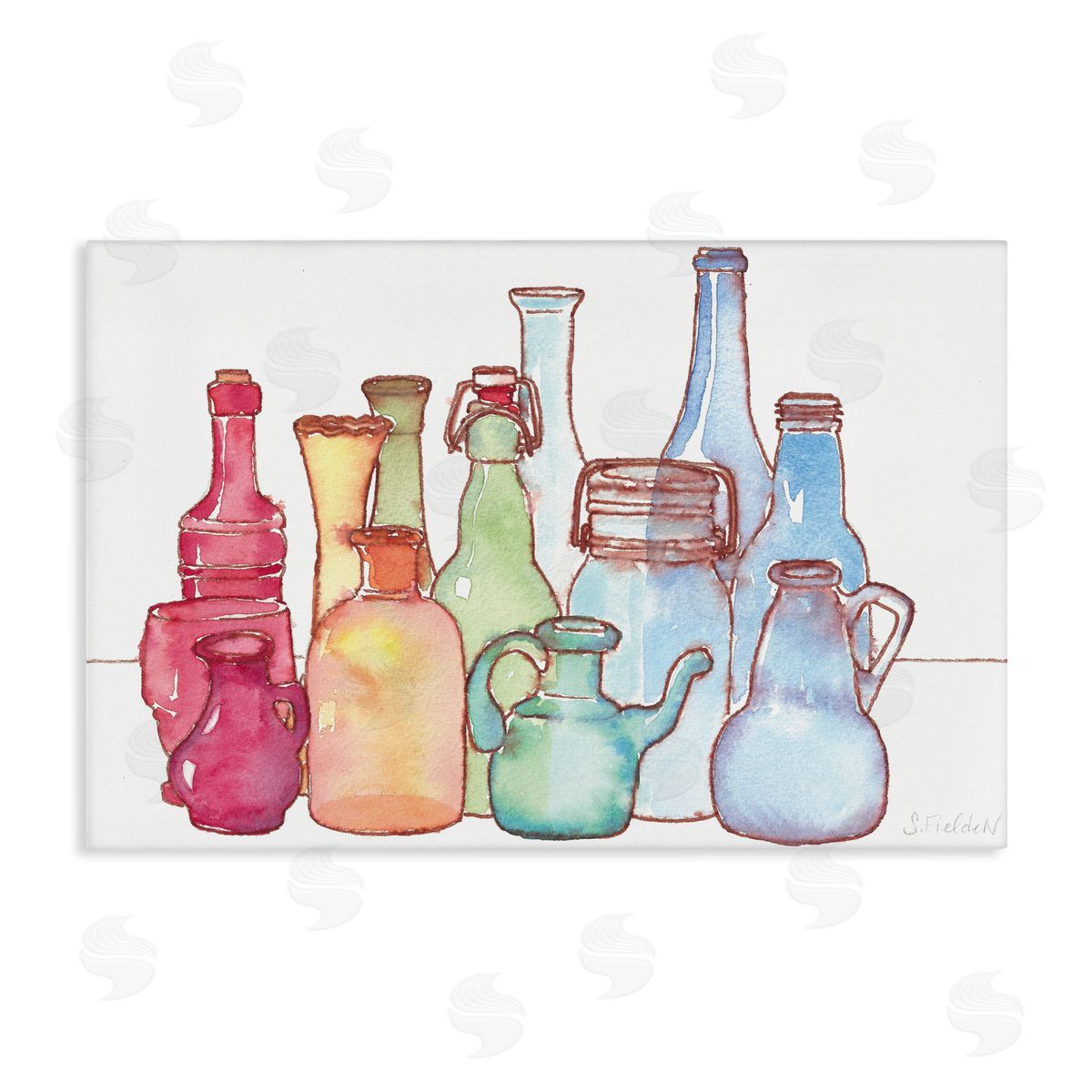 Colorful Vases Collection Canvas Wall Art, Home Decor by Stephanie Fielden