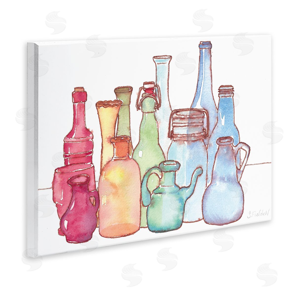 Colorful Vases Collection Wood Plaque Wall Art, Home Decor by Stephanie Fielden