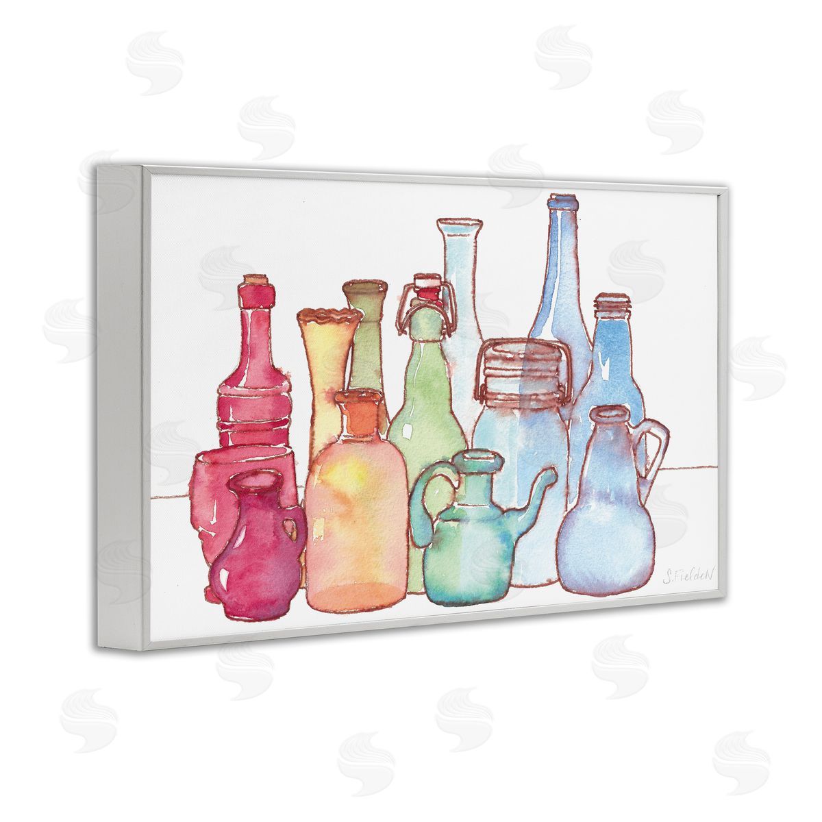 Colorful Vases Collection White Frame Print Wall Art, Home Decor by Stephanie Fielden