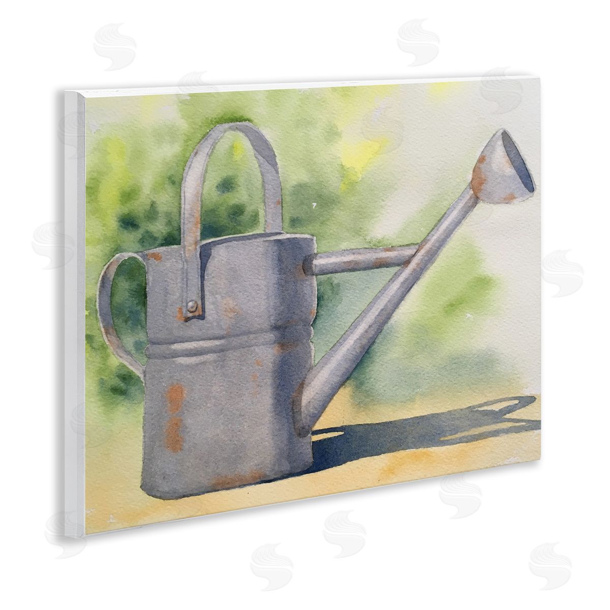 Country Watering Can in Garden Wood Plaque Wall Art, Home Decor by Stephanie Fielden