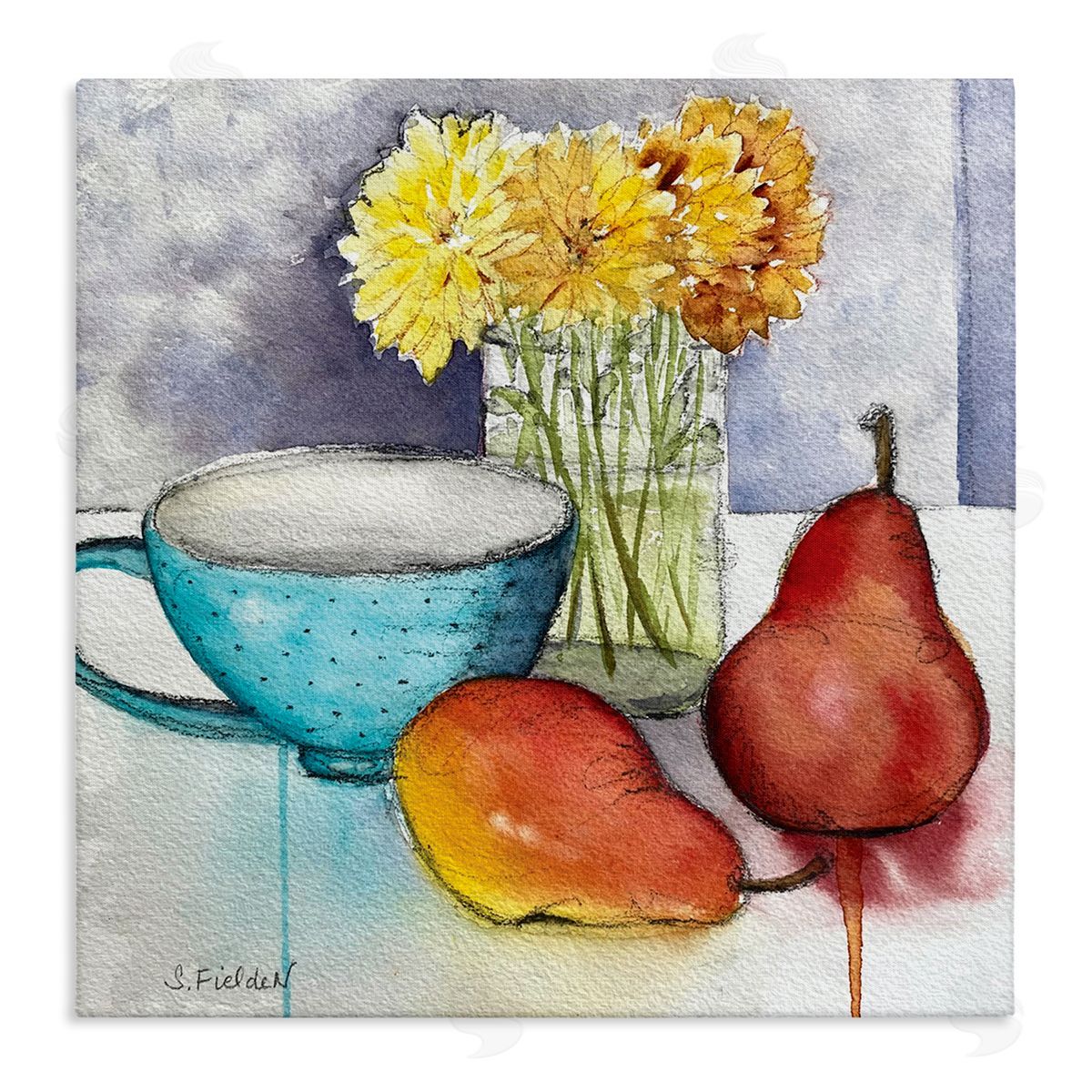 Modern Kitchen Teacup & Fruit Canvas Wall Art, Home Decor by Stephanie Fielden