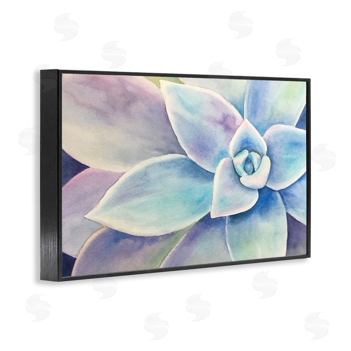 Cool Toned Succulent Leaves Black Frame Print Wall Art, Home Decor by Stephanie Fielden
