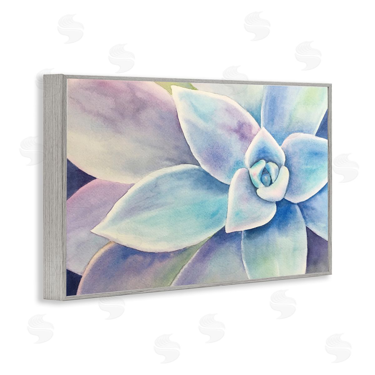 Cool Toned Succulent Leaves Grey Frame Print Wall Art, Home Decor by Stephanie Fielden