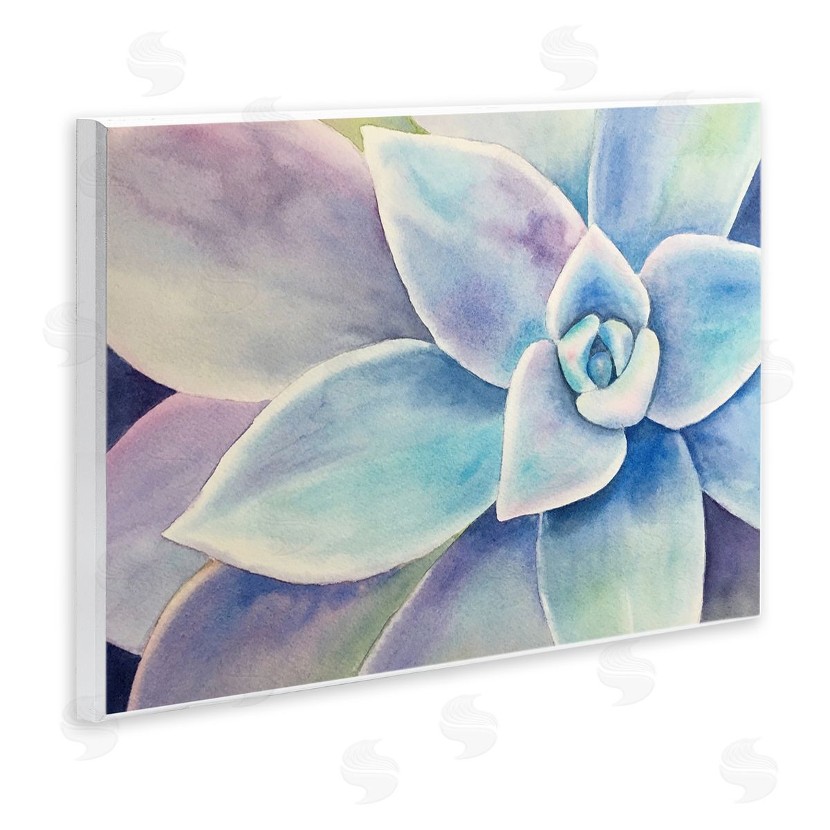 Cool Toned Succulent Leaves Wood Plaque Wall Art, Home Decor by Stephanie Fielden