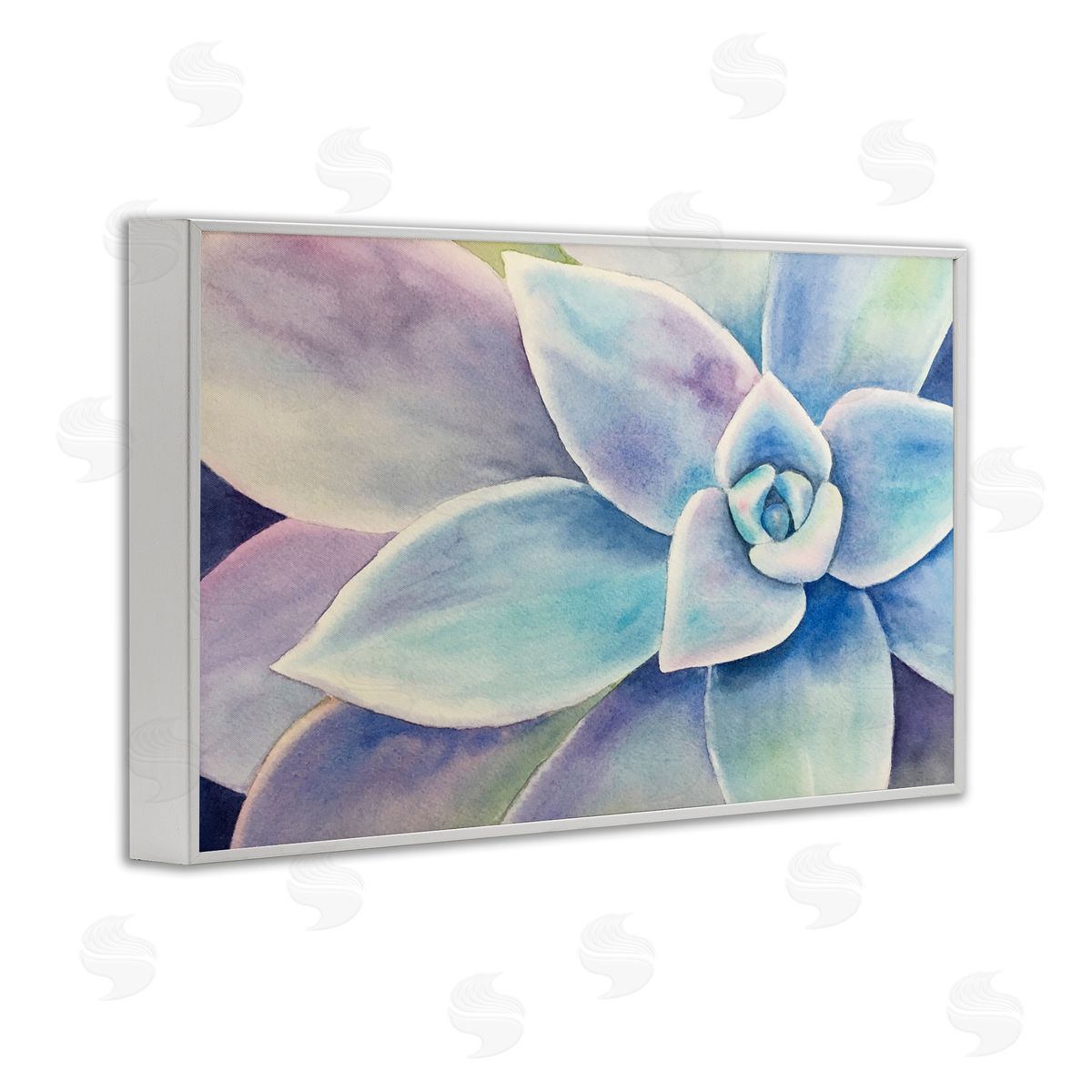 Cool Toned Succulent Leaves White Frame Print Wall Art, Home Decor by Stephanie Fielden