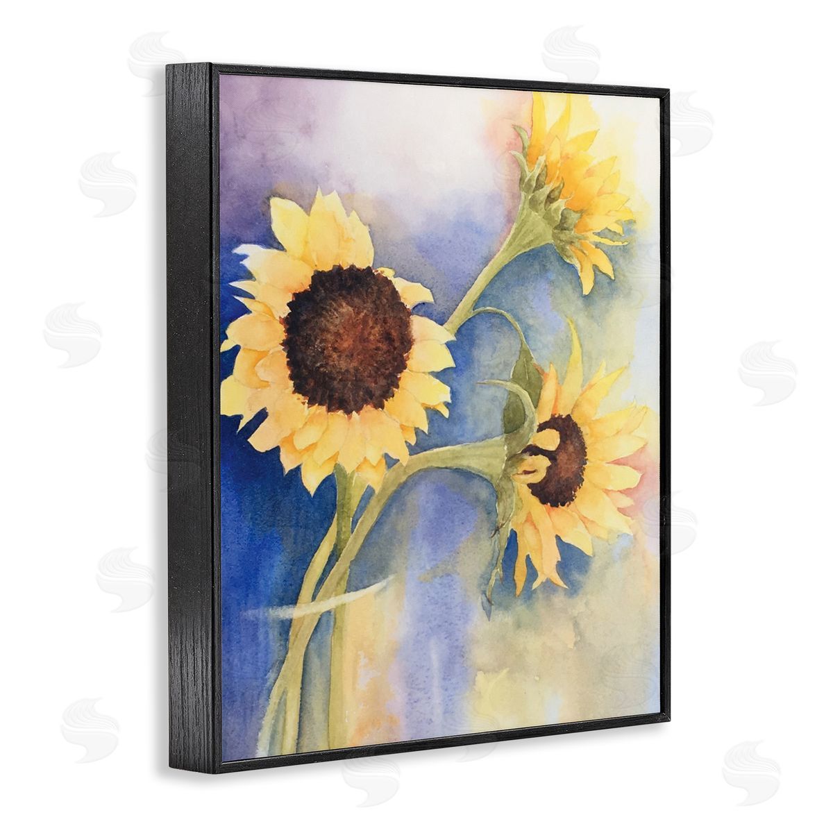 Sunflower Trio in Vase Black Frame Print Wall Art, Home Decor by Stephanie Fielden