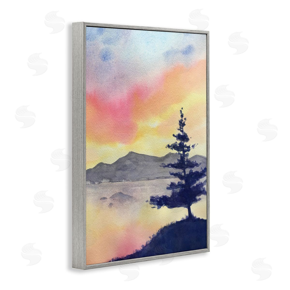 Radiant Sunset over Lake Grey Frame Print Wall Art, Home Decor by Stephanie Fielden