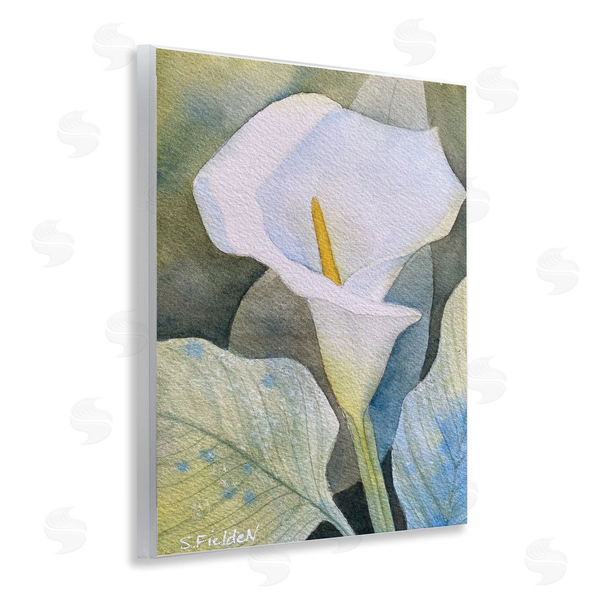 Garden Calla Lily Bloom Wood Plaque Wall Art, Home Decor by Stephanie Fielden