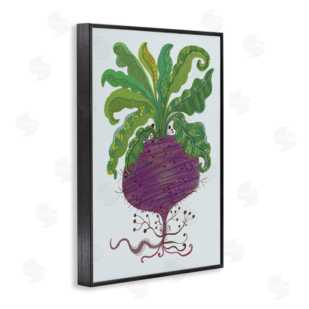 Stylized Beetroot Vegetable Black Frame Print Wall Art, Home Decor by Kay Widdowson