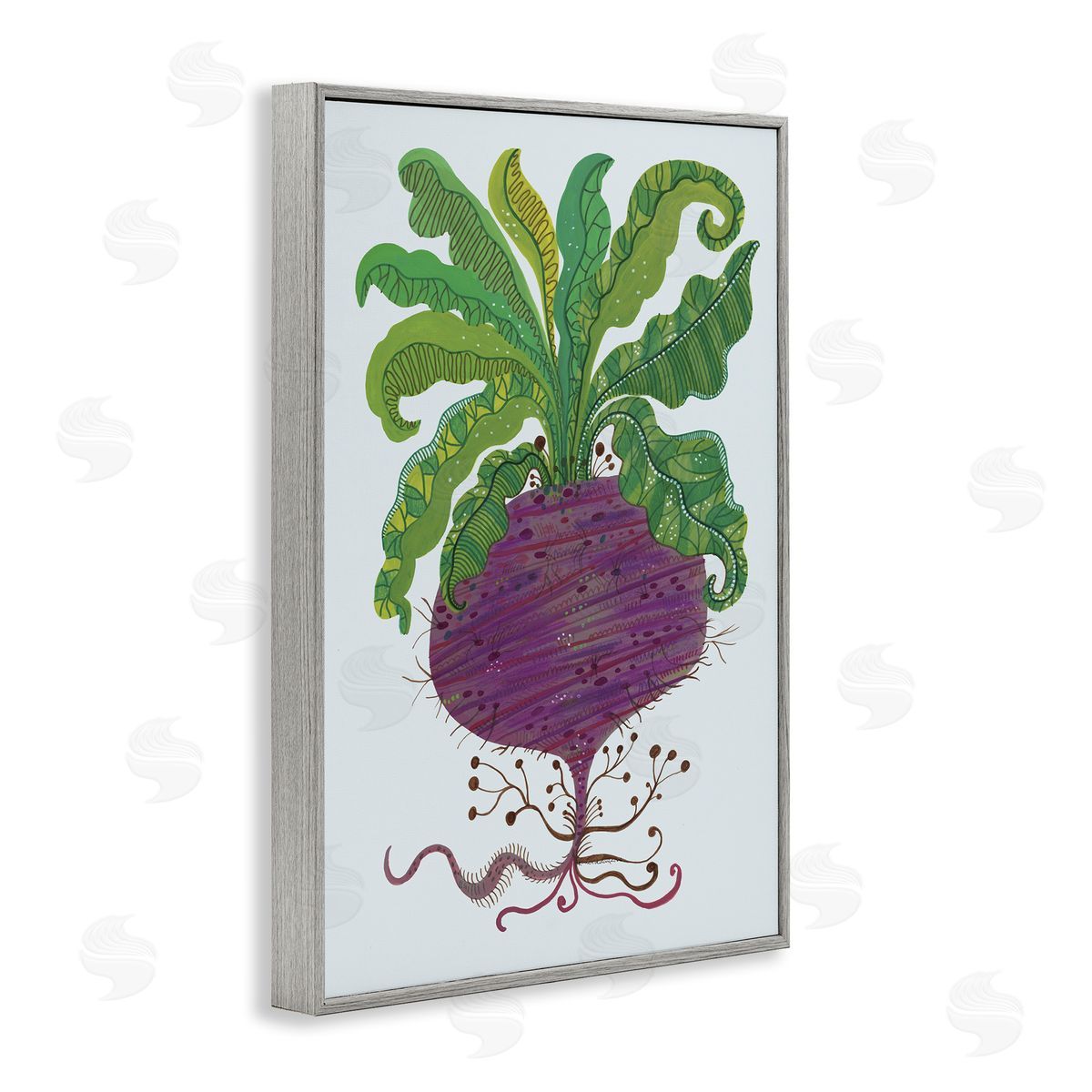 Stylized Beetroot Vegetable Grey Frame Print Wall Art, Home Decor by Kay Widdowson