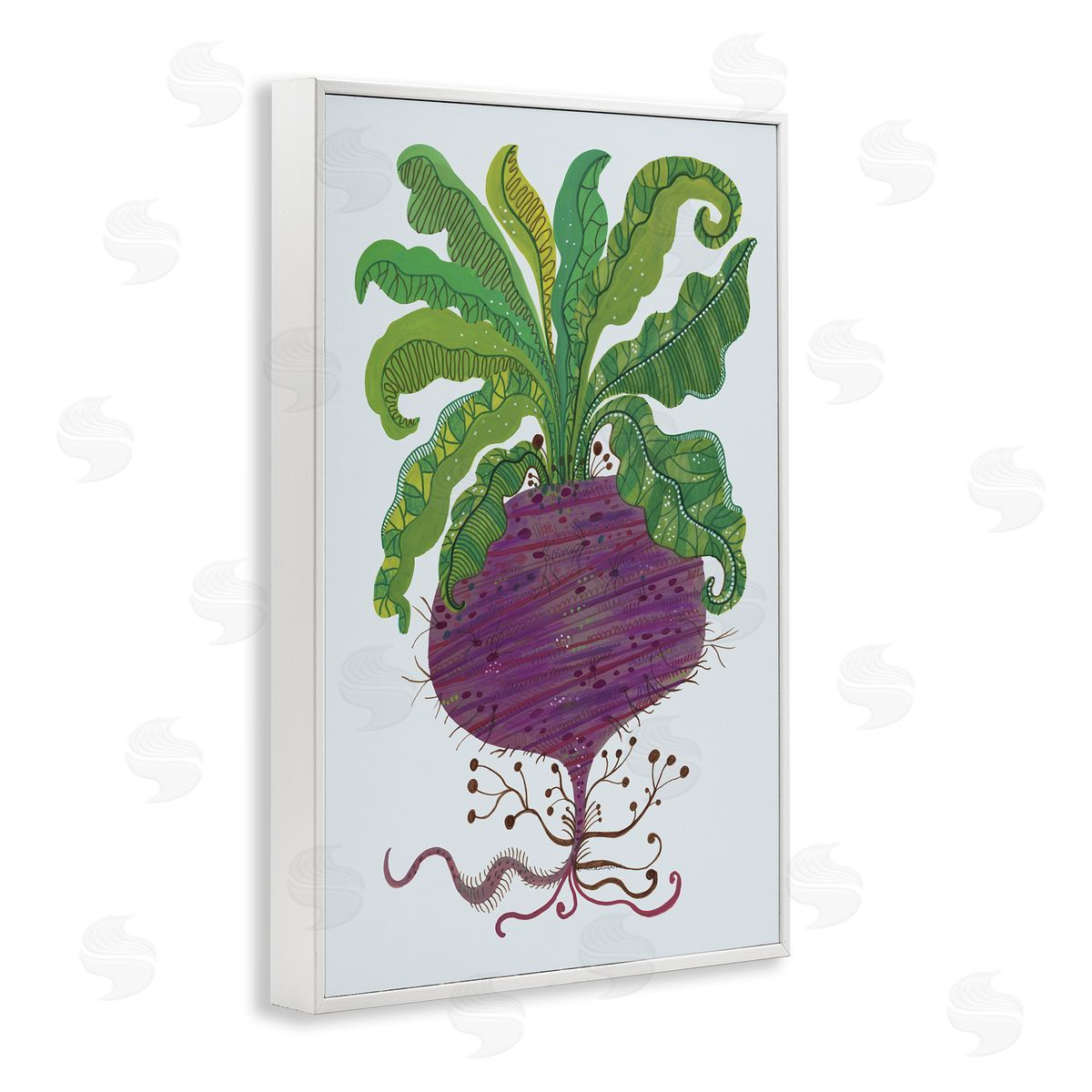Stylized Beetroot Vegetable White Frame Print Wall Art, Home Decor by Kay Widdowson