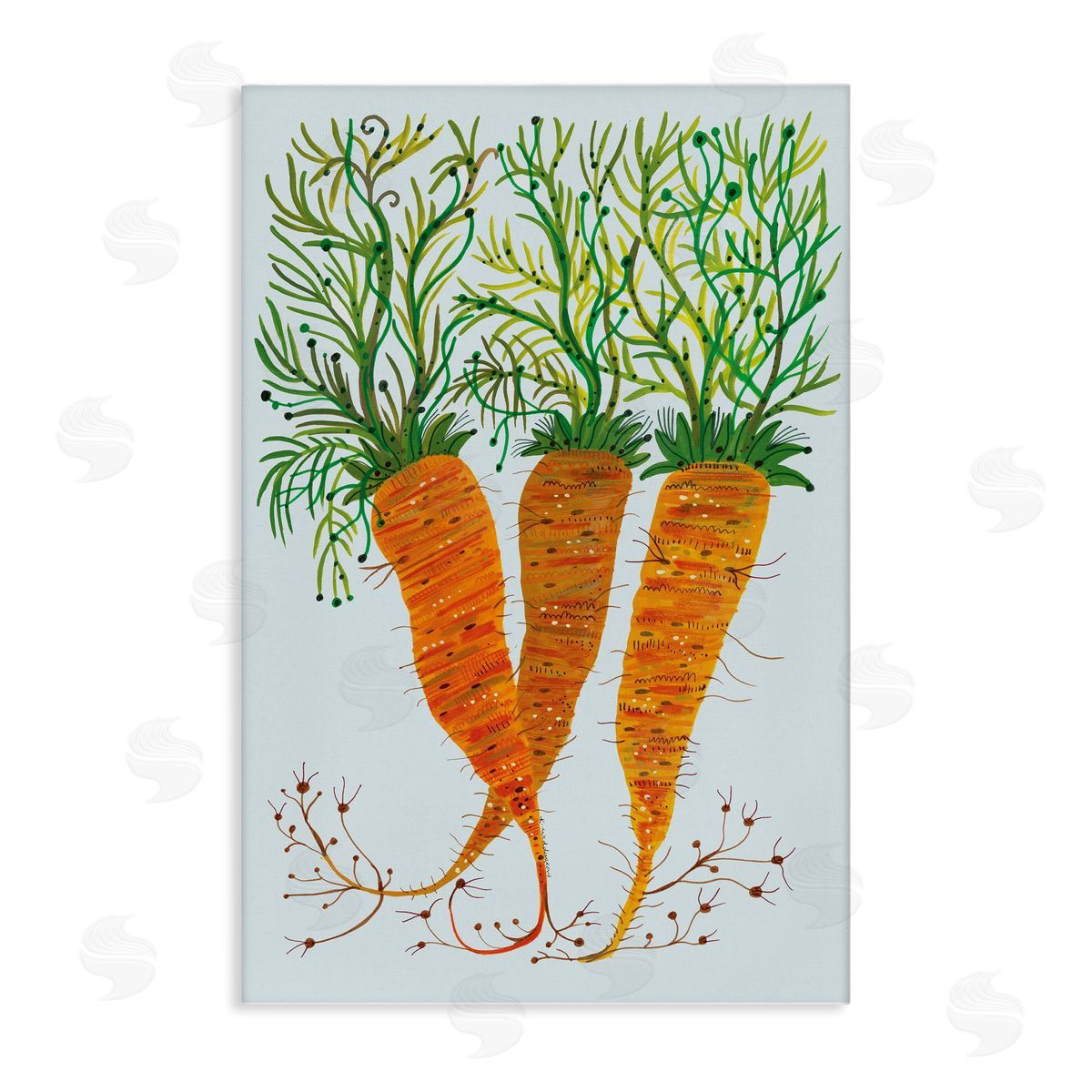 Whimsical Garden Carrots Canvas Wall Art, Home Decor by Kay Widdowson