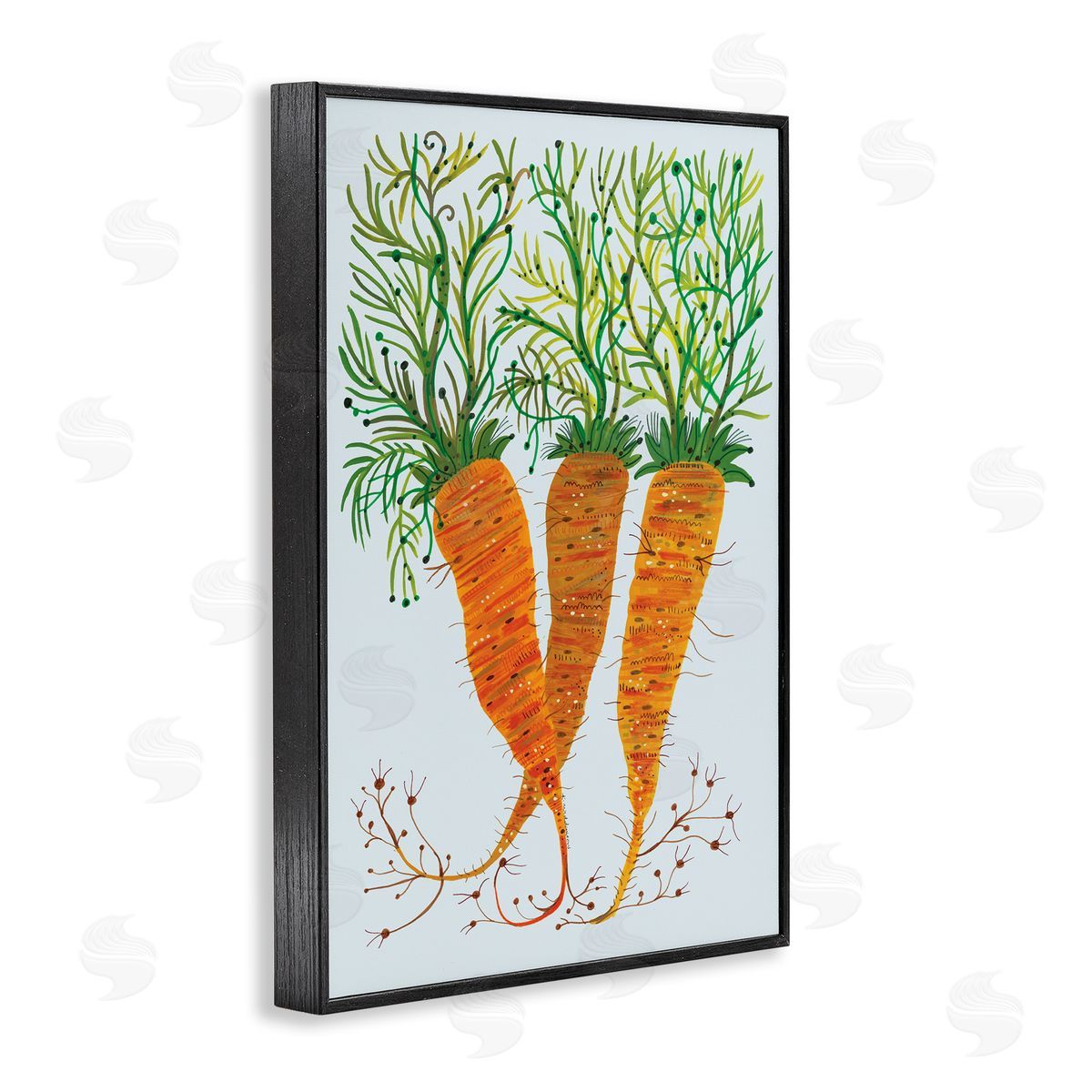 Whimsical Garden Carrots Black Frame Print Wall Art, Home Decor by Kay Widdowson