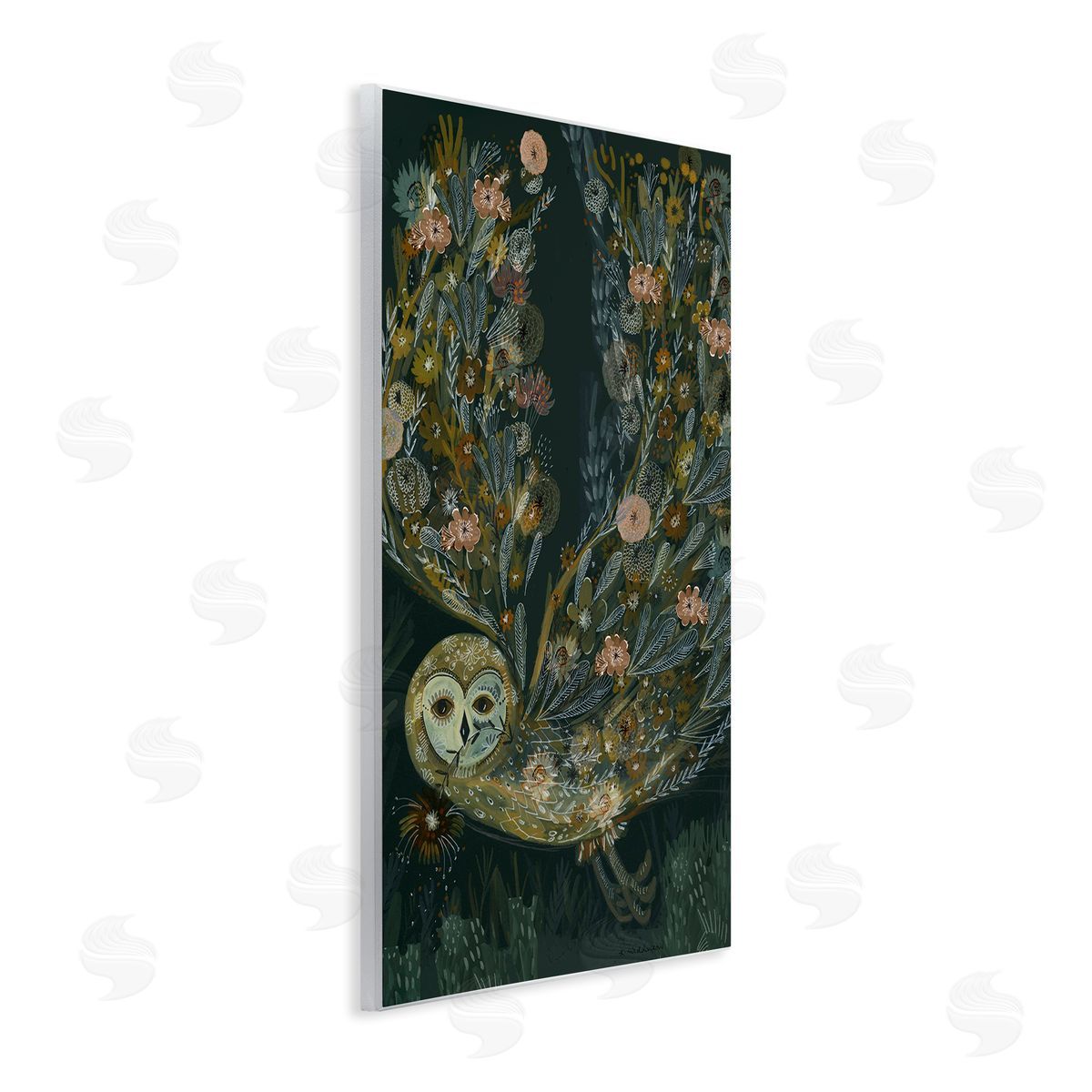 Floral Folk Barn Owl Wood Plaque Wall Art, Home Decor by Kay Widdowson