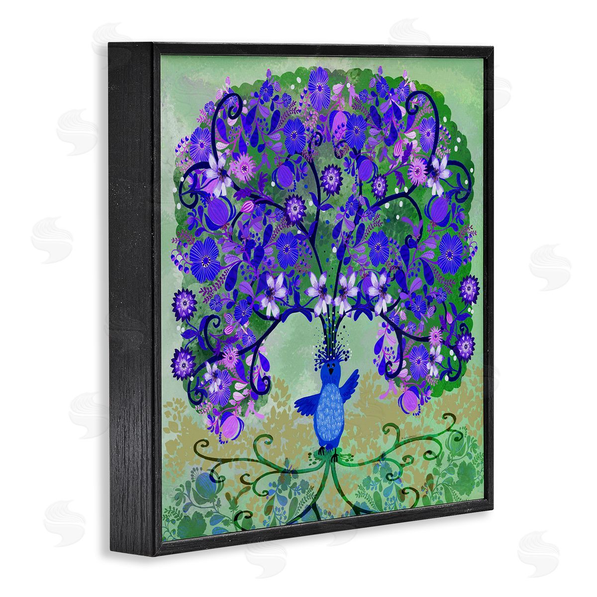 Tree Blooming From Bird Black Frame Print Wall Art, Home Decor by Kay Widdowson