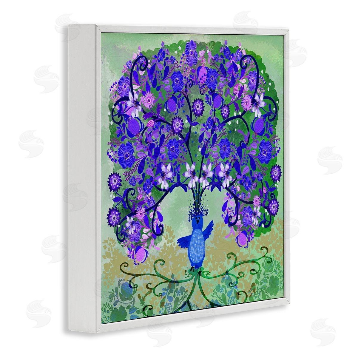 Tree Blooming From Bird White Frame Print Wall Art, Home Decor by Kay Widdowson