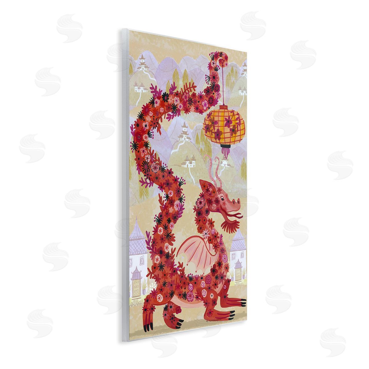 Dragon & Lantern Mythology Wood Plaque Wall Art, Home Decor by Kay Widdowson
