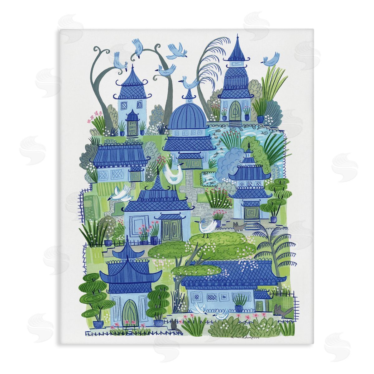 Charming Village Buildings Canvas Wall Art, Home Decor by Kay Widdowson
