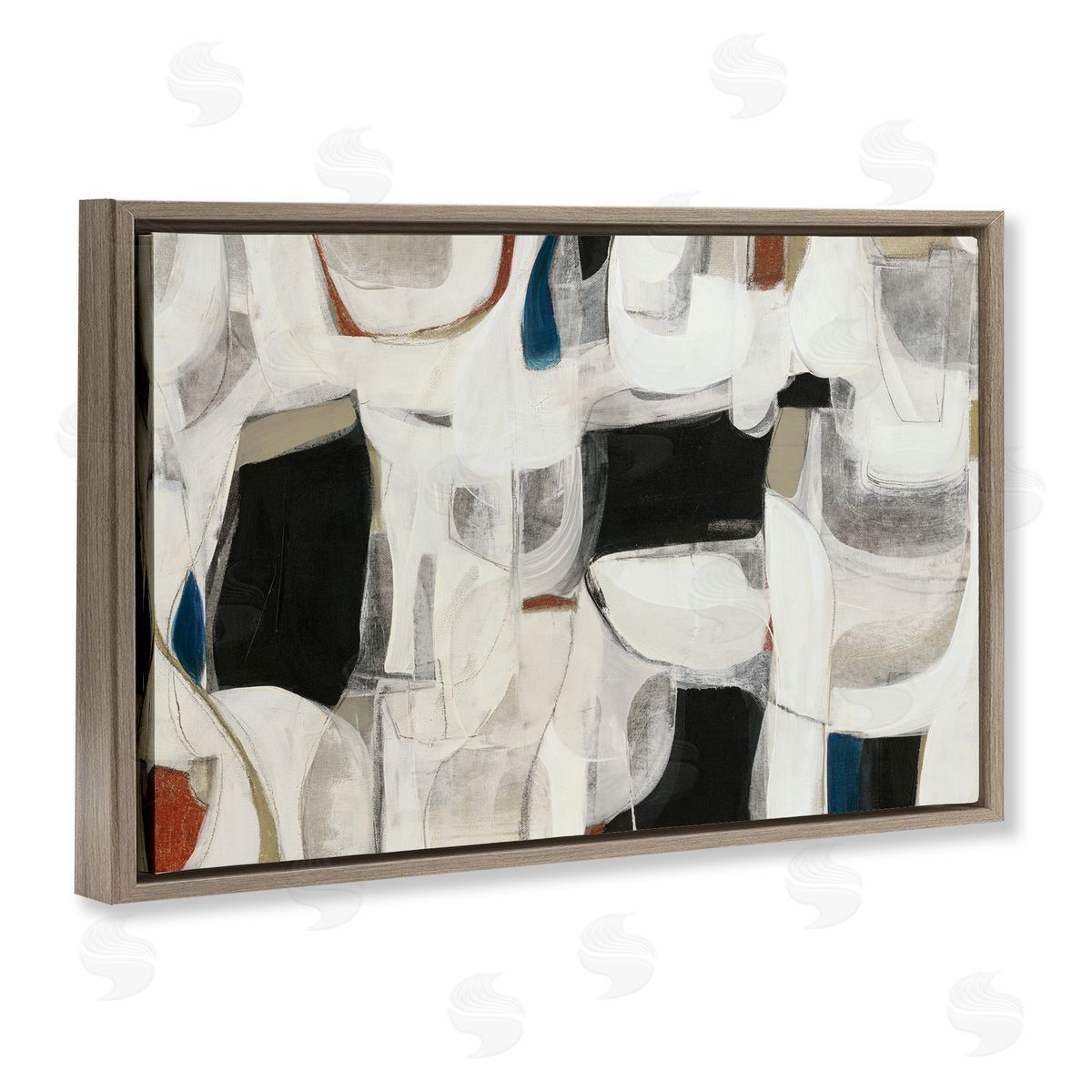 Dynamic Earthy Shapes Brown Floating Frame Canvas Wall Art, Home Decor by Kippi Leonard
