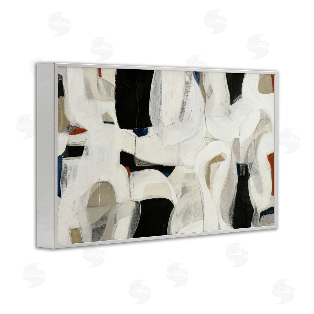 Dynamic Earthy Shapes White Frame Print Wall Art, Home Decor by Kippi Leonard