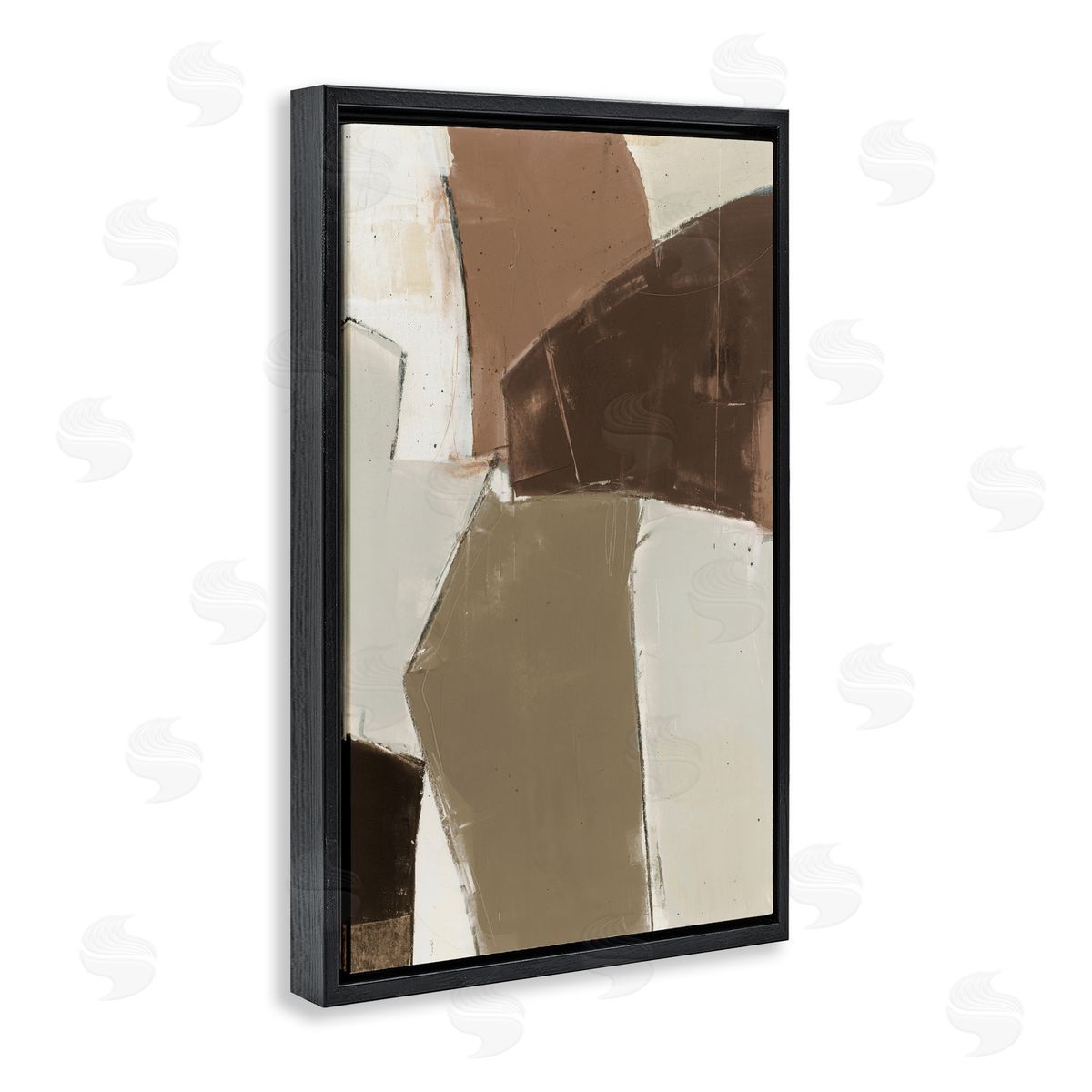 Contemporary Neutral Earth Tones Black Floating Frame Canvas Wall Art, Home Decor by Kippi Leonard