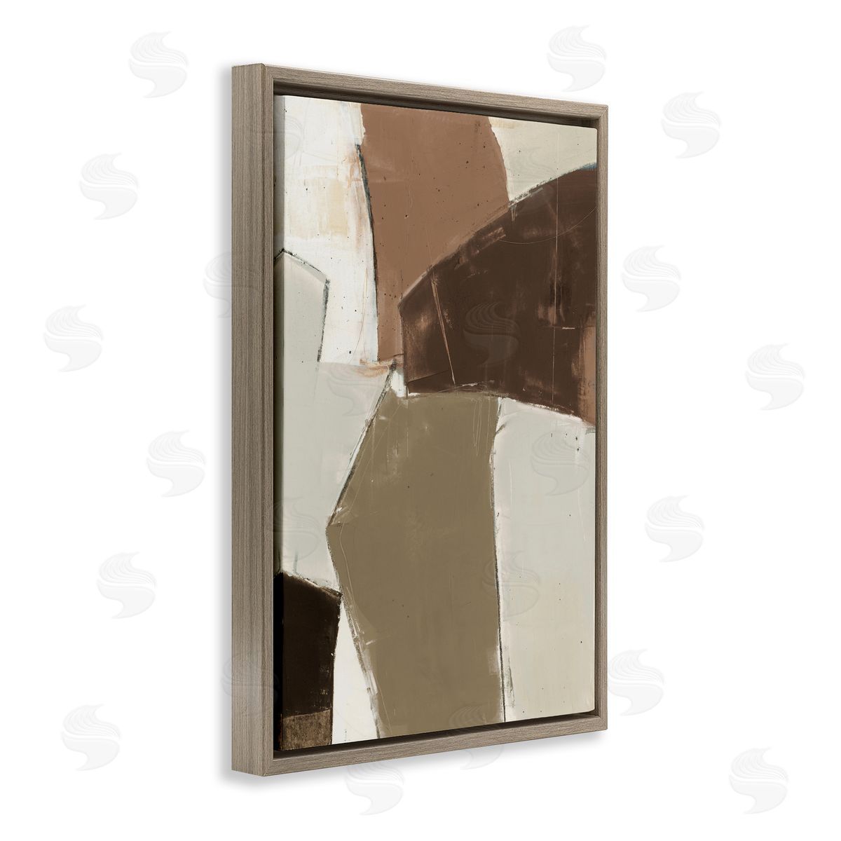 Contemporary Neutral Earth Tones Brown Floating Frame Canvas Wall Art, Home Decor by Kippi Leonard
