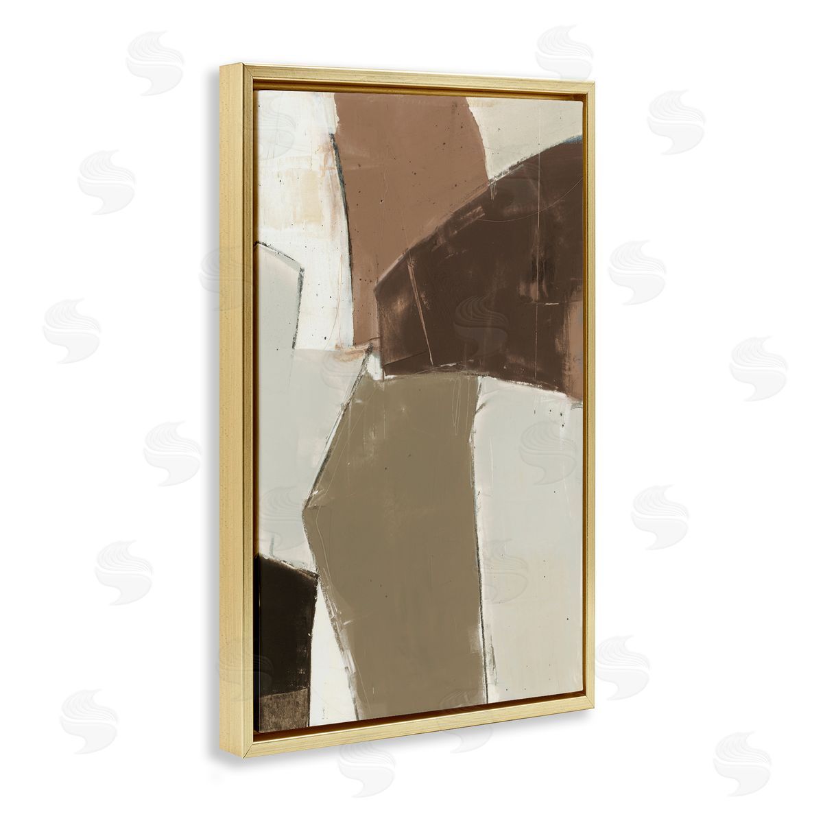 Contemporary Neutral Earth Tones Gold Floating Frame Canvas Wall Art, Home Decor by Kippi Leonard