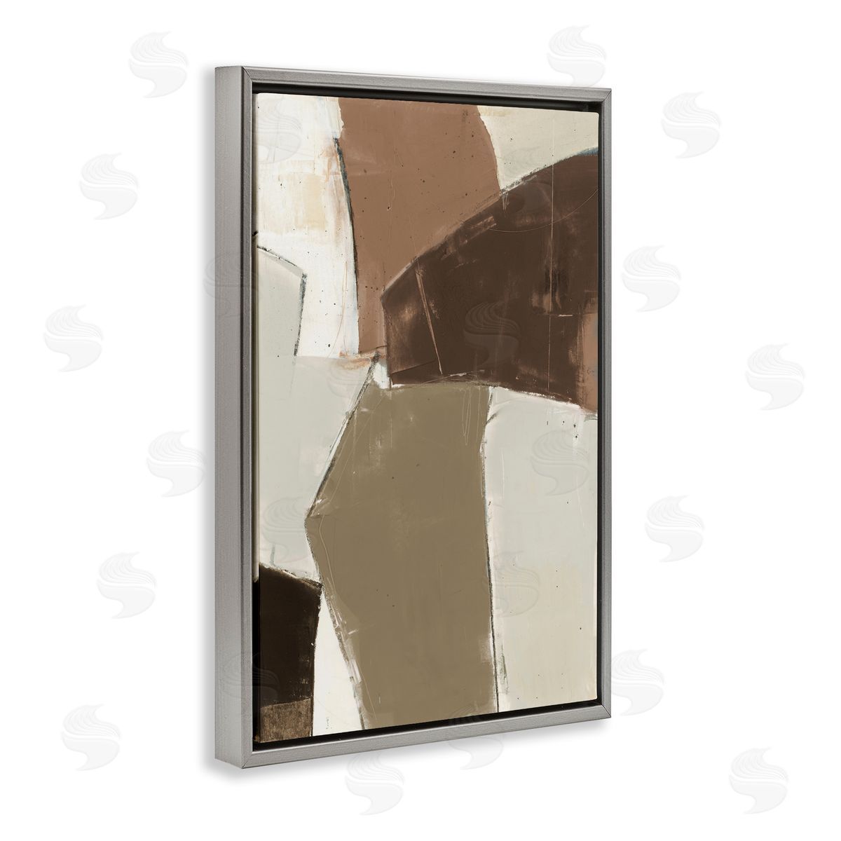 Contemporary Neutral Earth Tones Grey Floating Frame Canvas Wall Art, Home Decor by Kippi Leonard