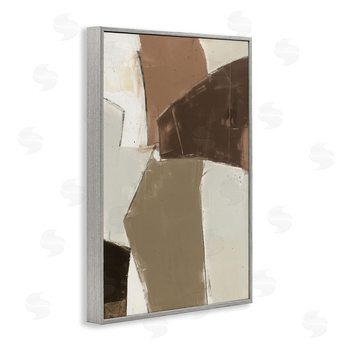 Contemporary Neutral Earth Tones Grey Frame Print Wall Art, Home Decor by Kippi Leonard