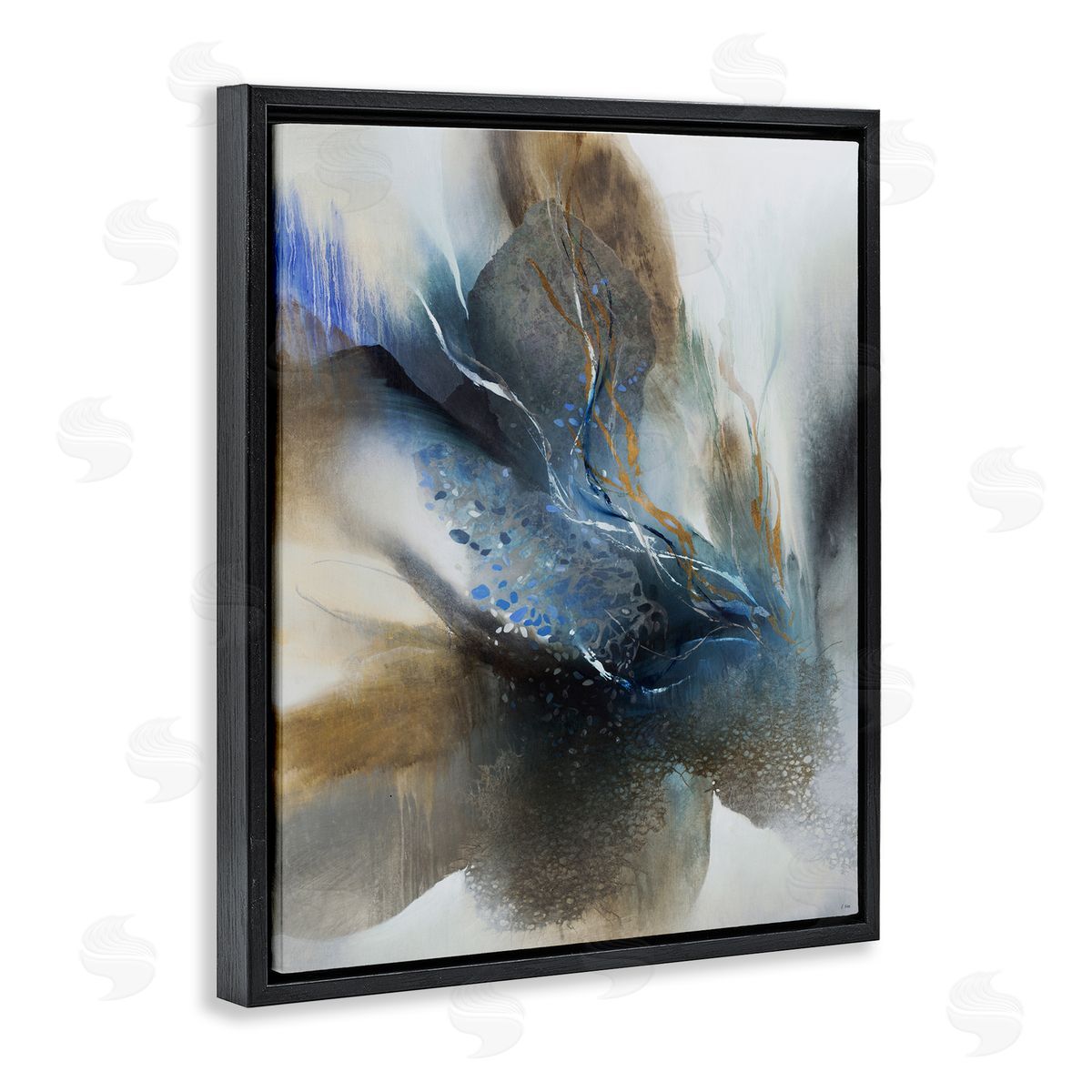 Solemn Neutral Atmosphere Black Floating Frame Canvas Wall Art, Home Decor by K. Nari