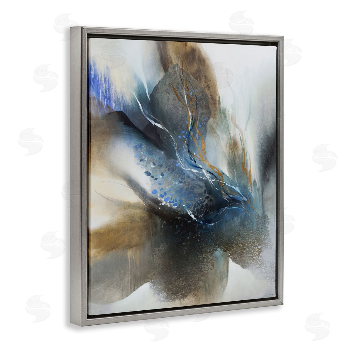 Solemn Neutral Atmosphere Grey Floating Frame Canvas Wall Art, Home Decor by K. Nari