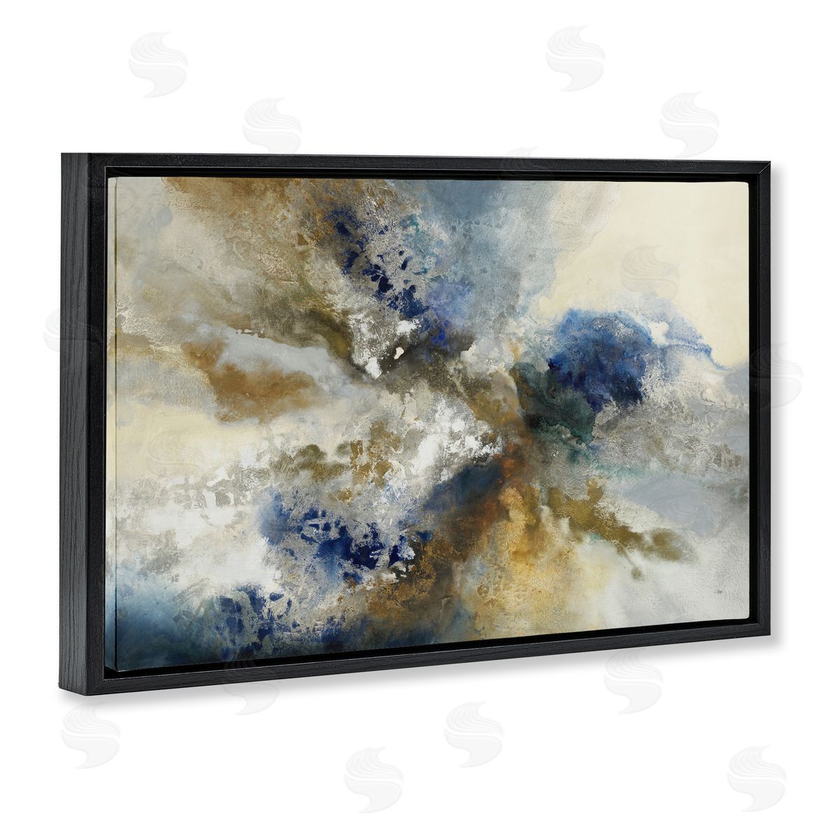 Expressive Neutral Distortion Black Floating Frame Canvas Wall Art, Home Decor by K. Nari