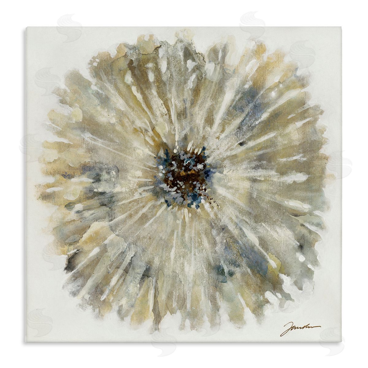 Neutral Rustic Abstract Flower Canvas Wall Art, Home Decor by Liz Jardine