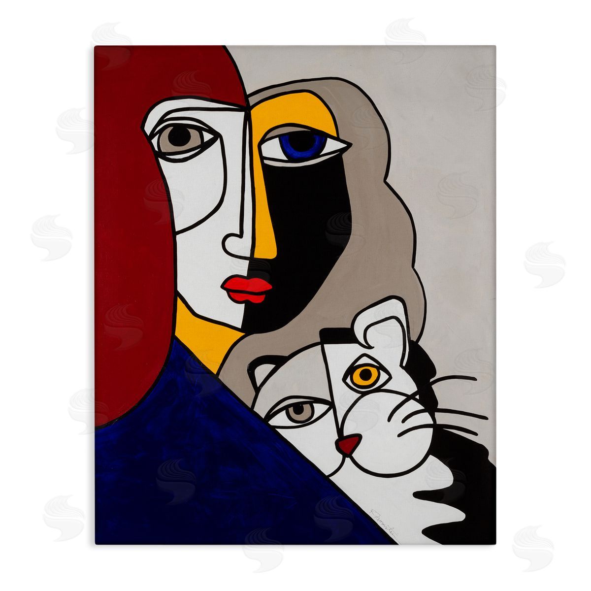 Bold Primaries Mod Portraits Canvas Wall Art, Home Decor by Ruth Fromstein