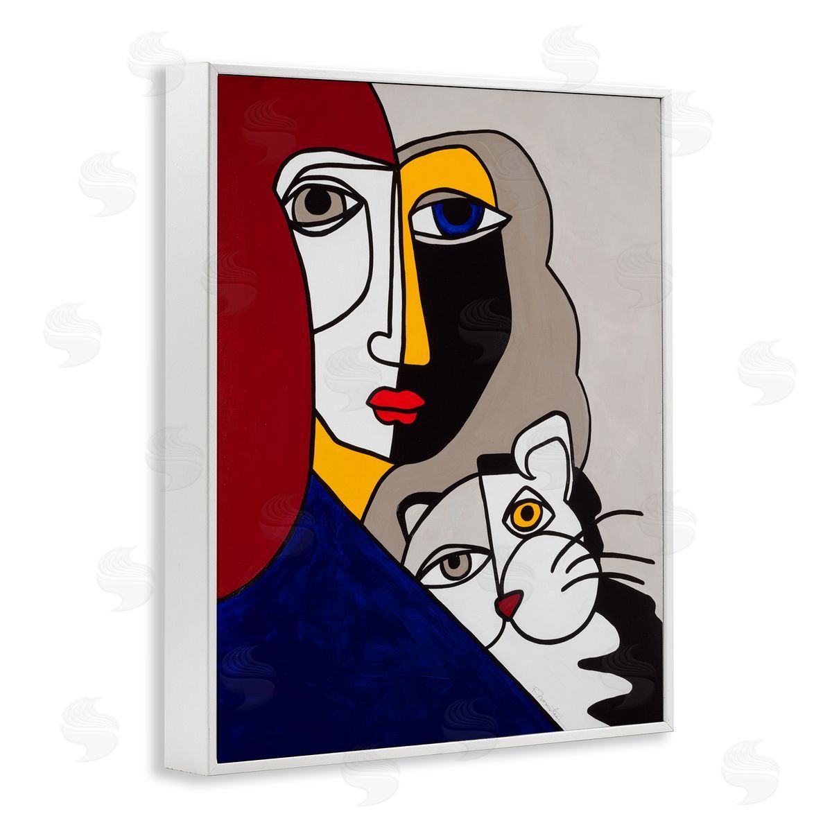 Bold Primaries Mod Portraits White Frame Print Wall Art, Home Decor by Ruth Fromstein
