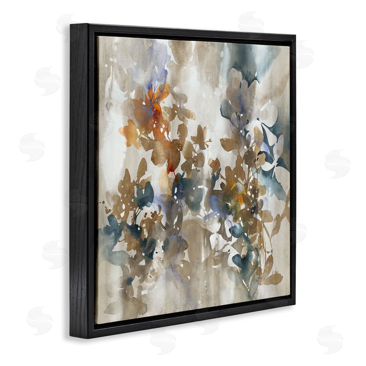 Solemn Neutral Botanicals Black Floating Frame Canvas Wall Art, Home Decor by K. Nari