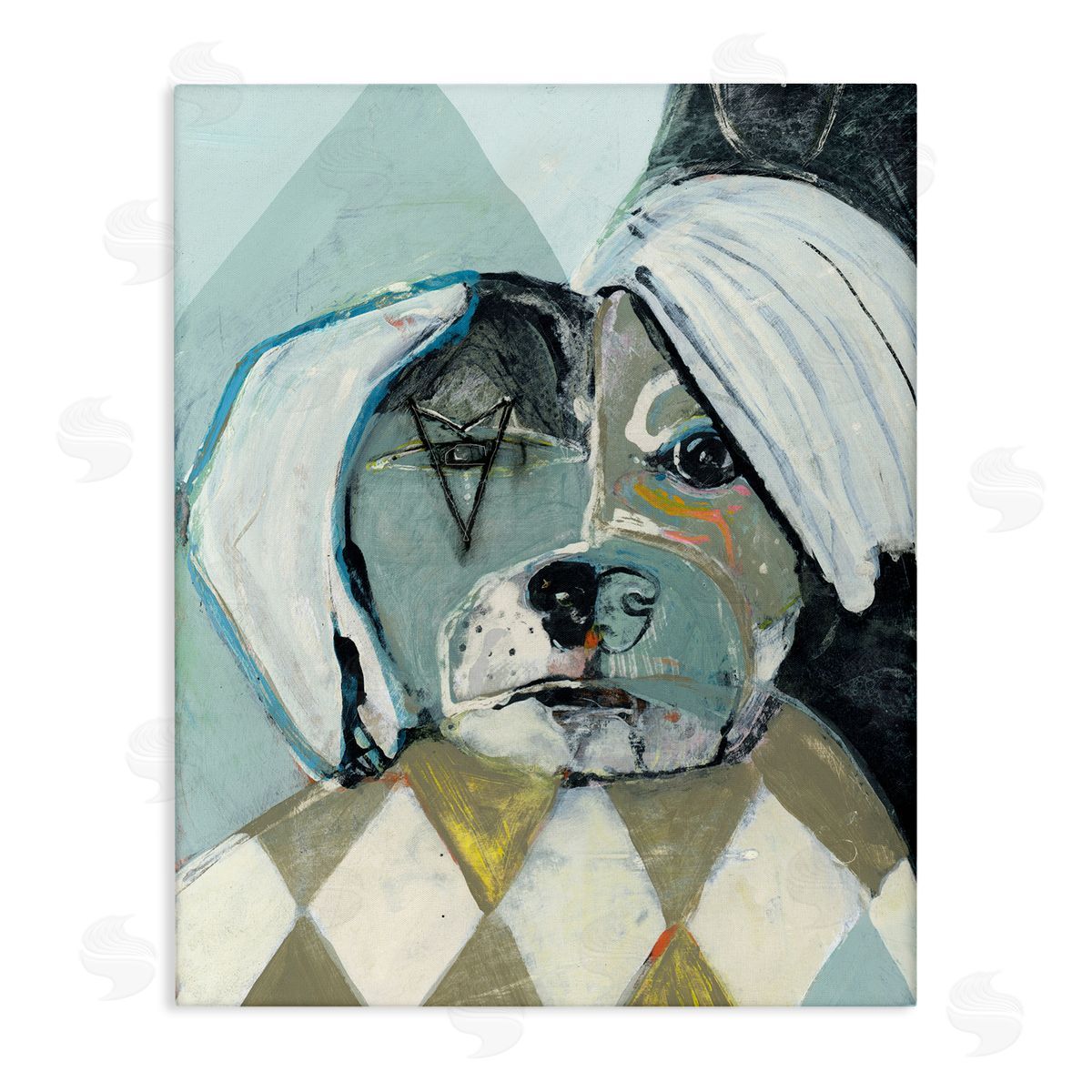 Abstract Dog Face Portrait Canvas Wall Art, Home Decor by Stacy Milrany