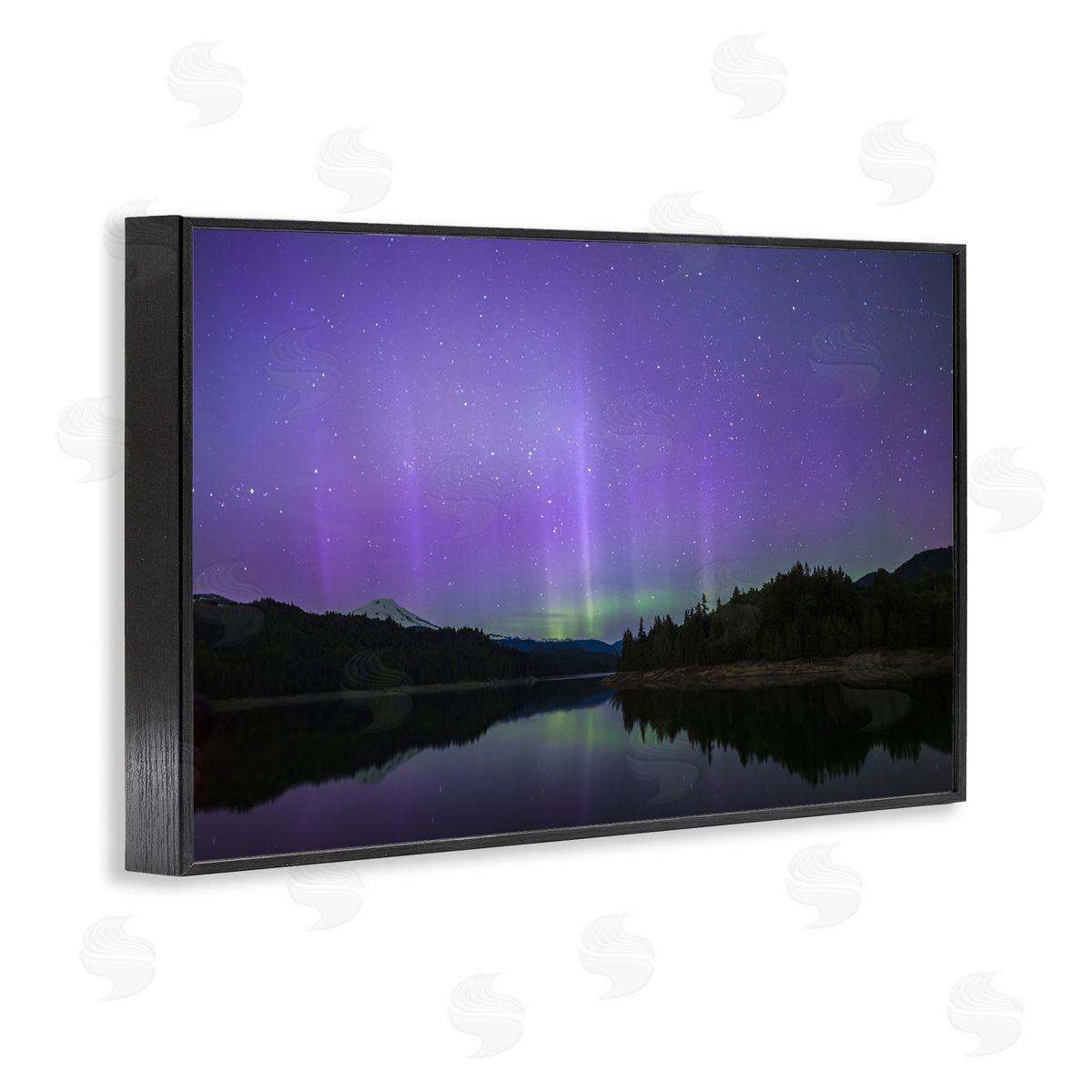 Luminous Purple Northern Lights Black Frame Print Wall Art, Home Decor by Nancy Crowell