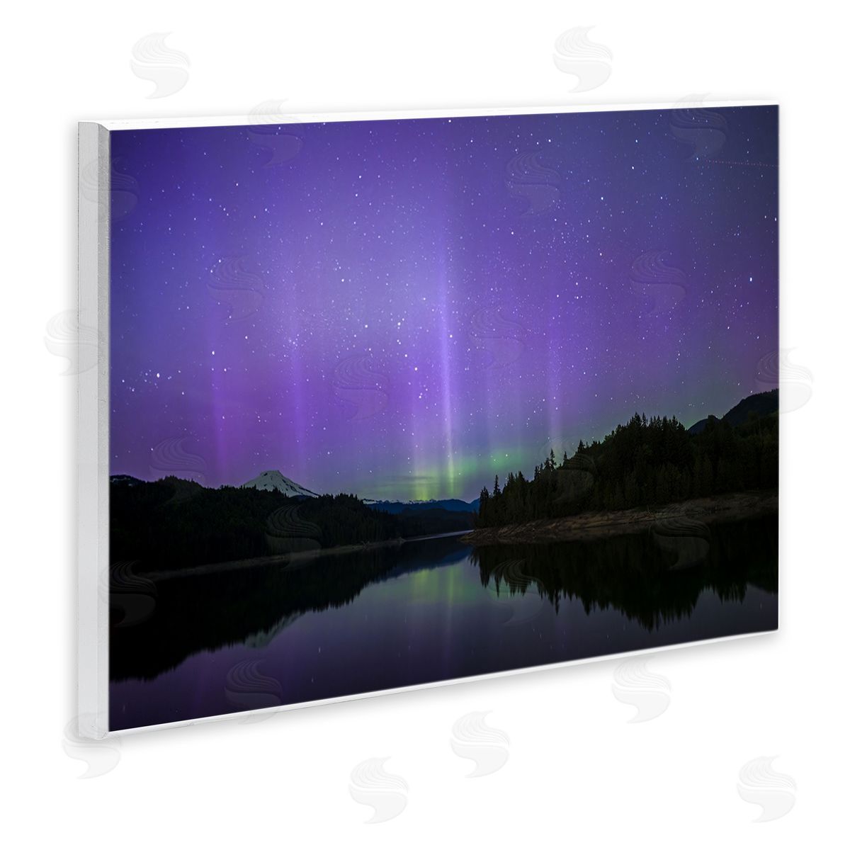 Luminous Purple Northern Lights Wood Plaque Wall Art, Home Decor by Nancy Crowell