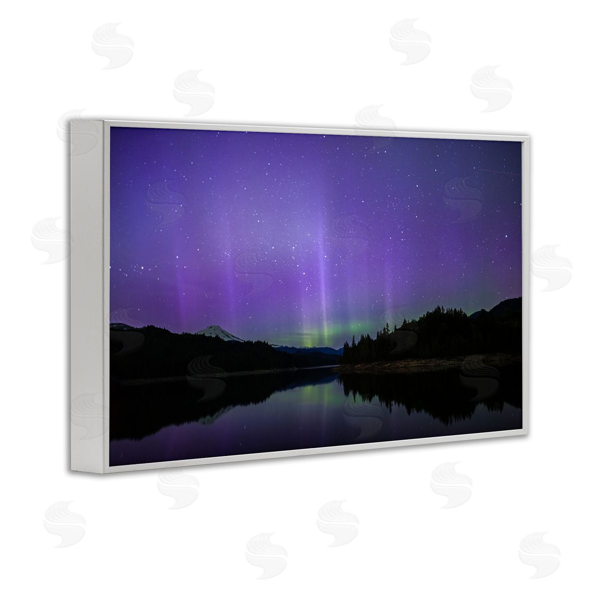 Luminous Purple Northern Lights White Frame Print Wall Art, Home Decor by Nancy Crowell