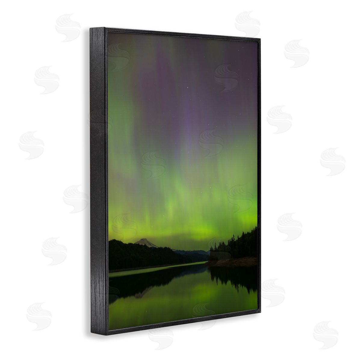 Green Aurora Landscape Black Frame Print Wall Art, Home Decor by Nancy Crowell