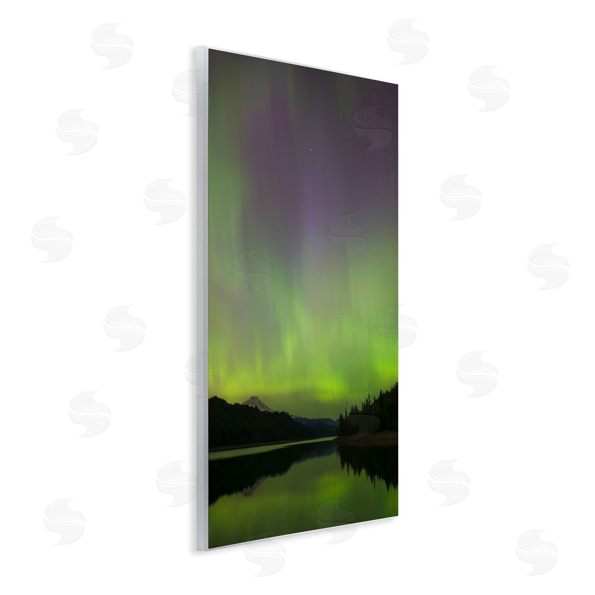 Green Aurora Landscape Wood Plaque Wall Art, Home Decor by Nancy Crowell
