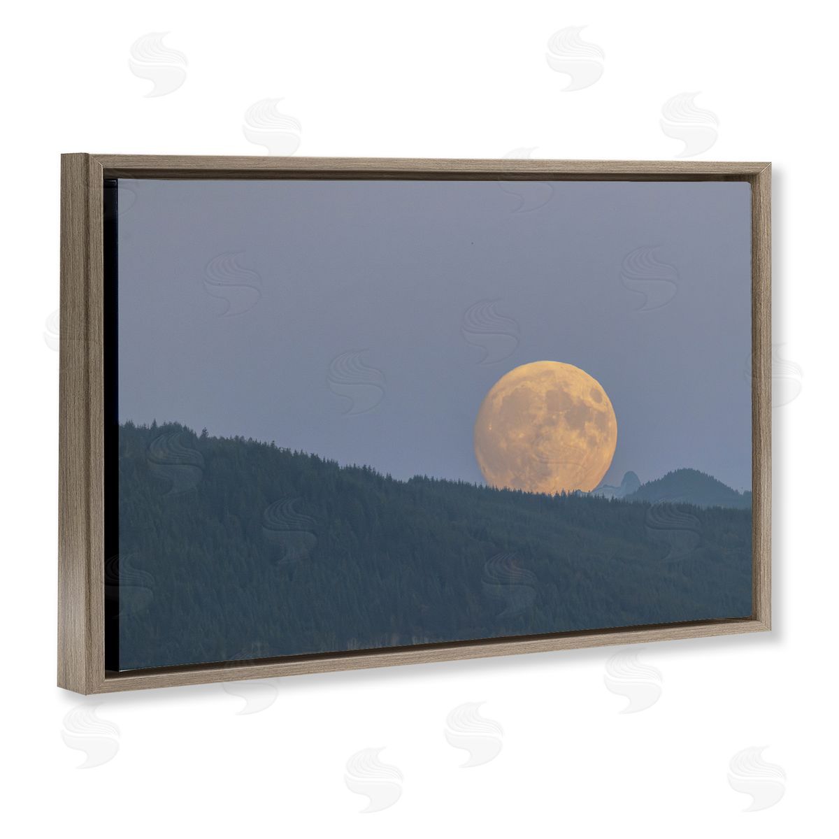 Majestic Moonrise Landscape Brown Floating Frame Canvas Wall Art, Home Decor by Nancy Crowell
