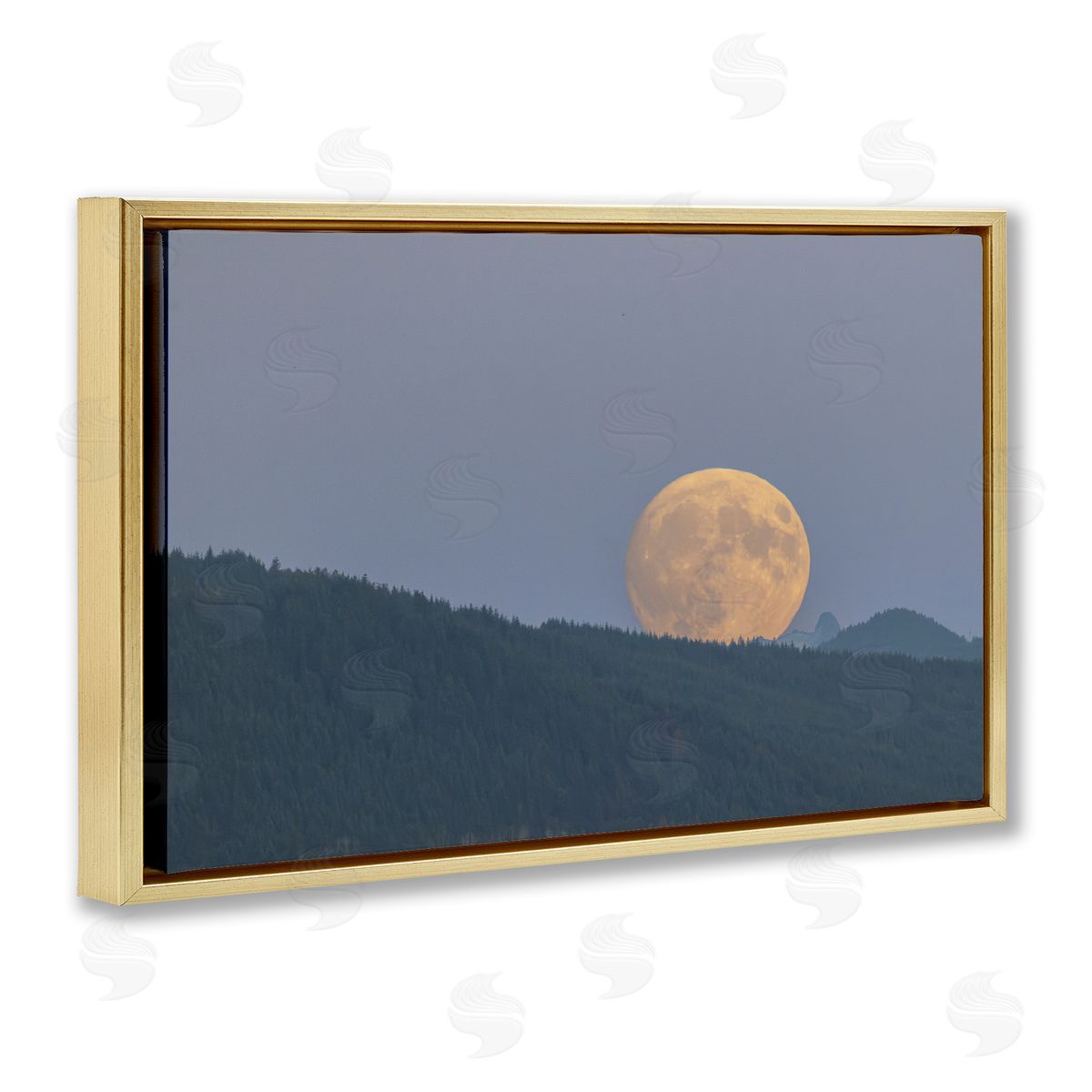 Majestic Moonrise Landscape Gold Floating Frame Canvas Wall Art, Home Decor by Nancy Crowell