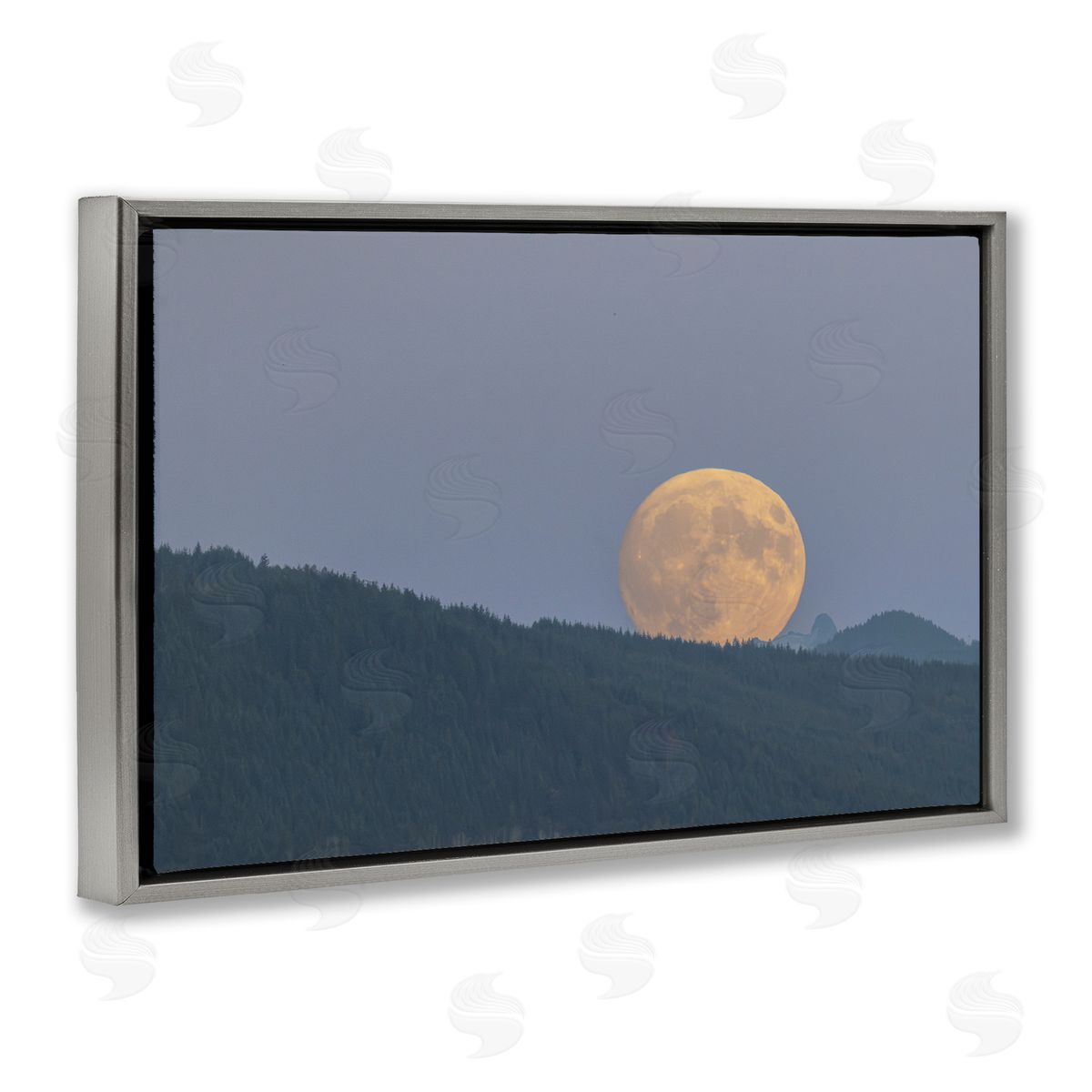 Majestic Moonrise Landscape Grey Floating Frame Canvas Wall Art, Home Decor by Nancy Crowell