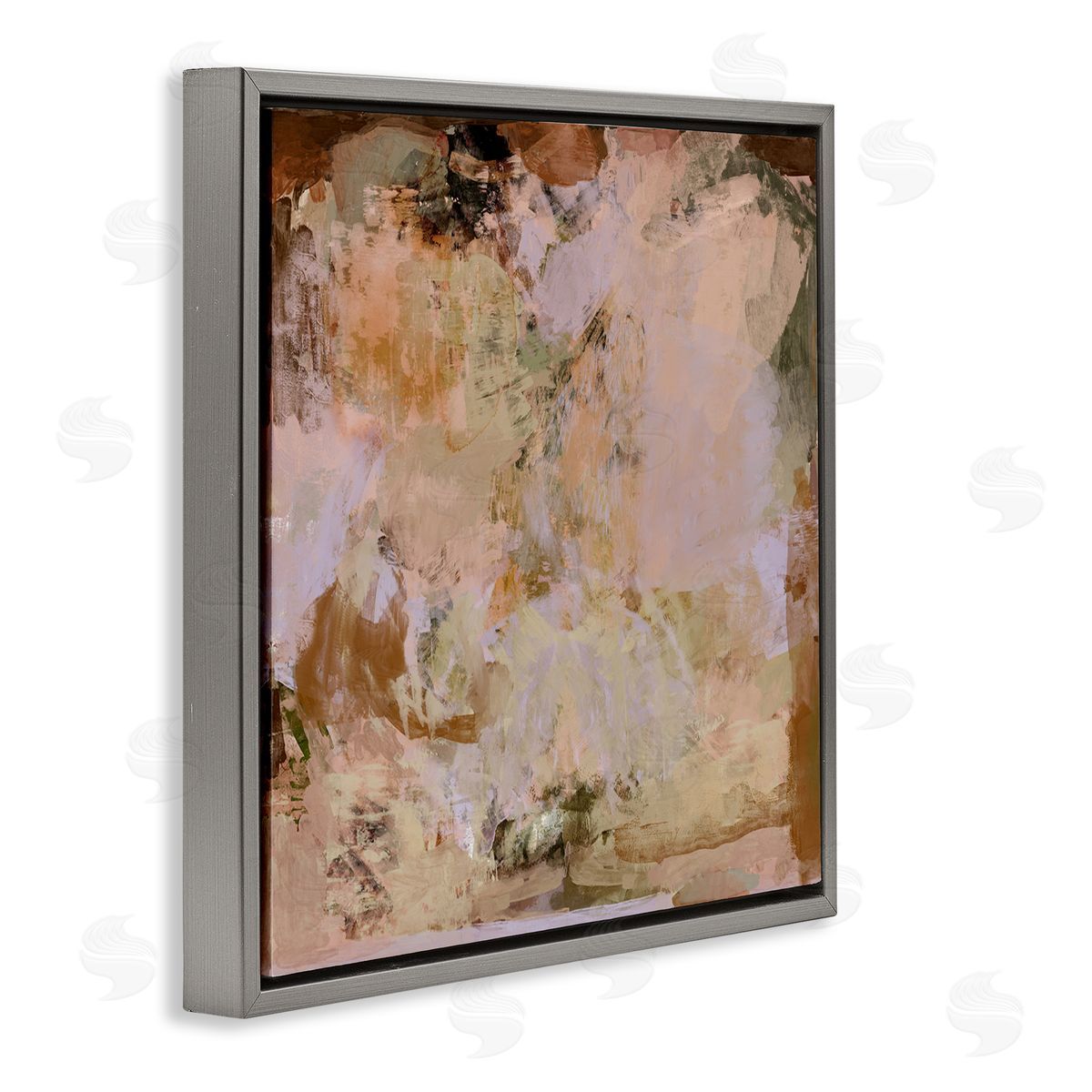Earth Tones Abstraction Grey Floating Frame Canvas Wall Art, Home Decor by Hayley Michelle