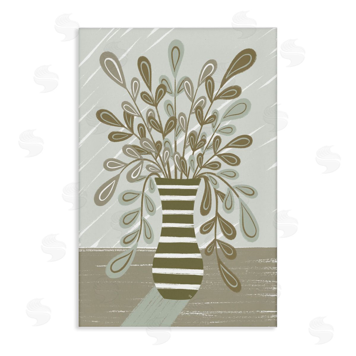 Muted Minimal Foliage Bouquet Canvas Wall Art, Home Decor by Martina Pavlova