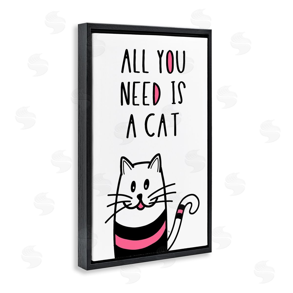 All You Need Is Cat Black Floating Frame Canvas Wall Art, Home Decor by Martina Pavlova