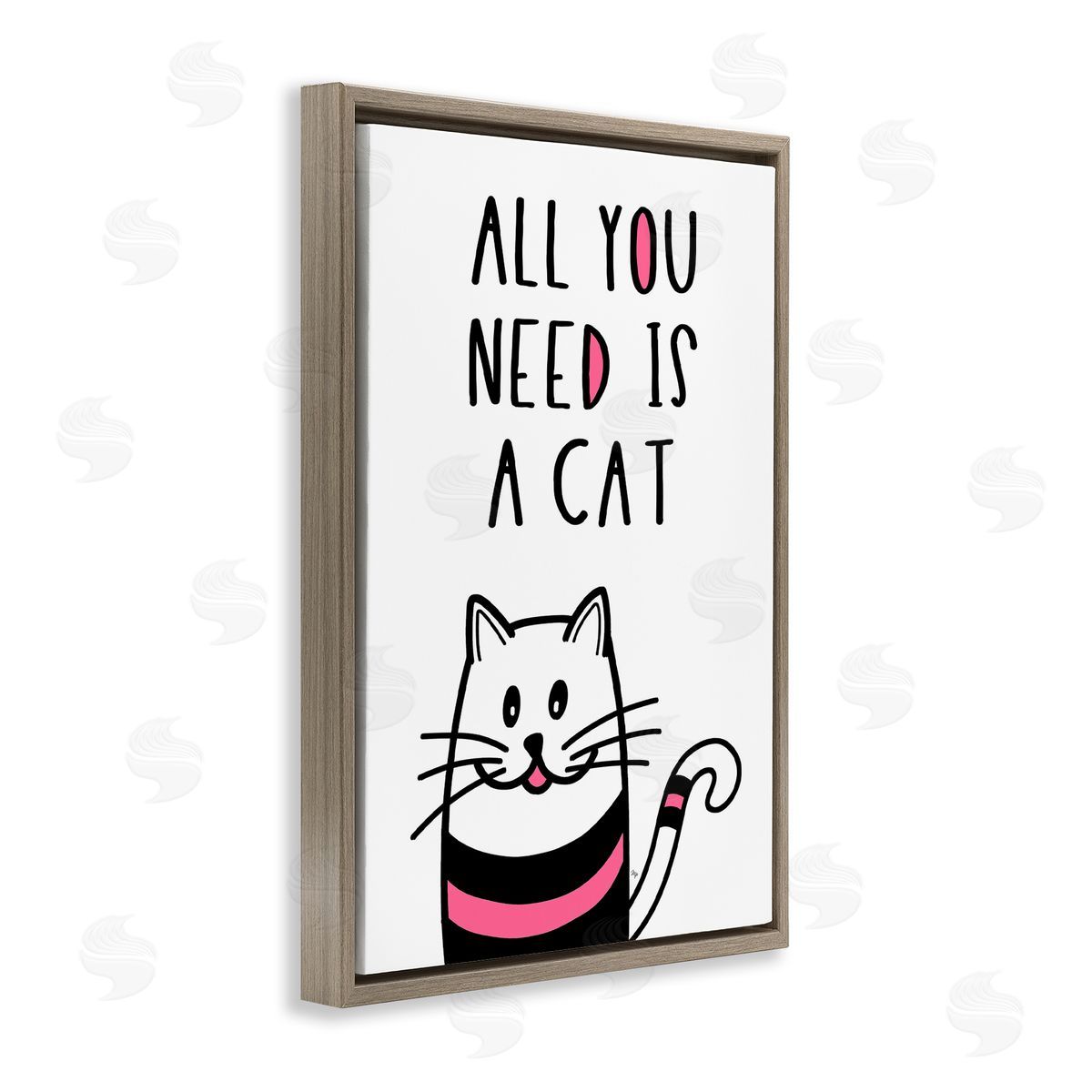All You Need Is Cat Brown Floating Frame Canvas Wall Art, Home Decor by Martina Pavlova