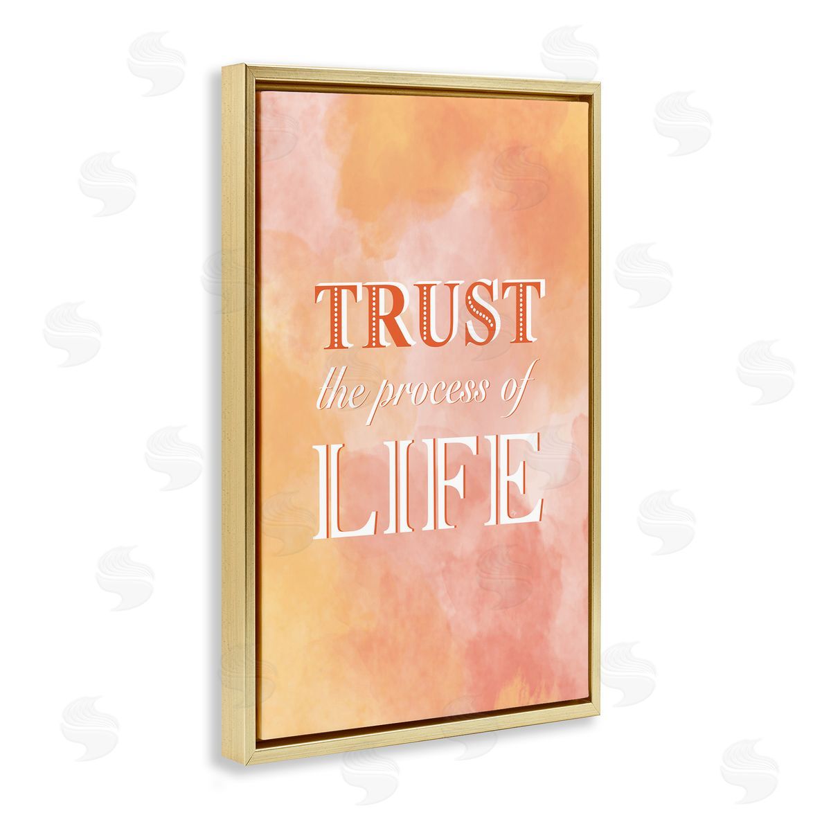 Trust The Process Of Life Gold Floating Frame Canvas Wall Art, Home Decor by Martina Pavlova